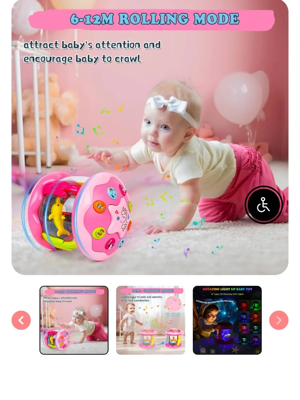 Baby/Toddler Musical Pink Ocean Spinning Sea Friends Toy With Lights